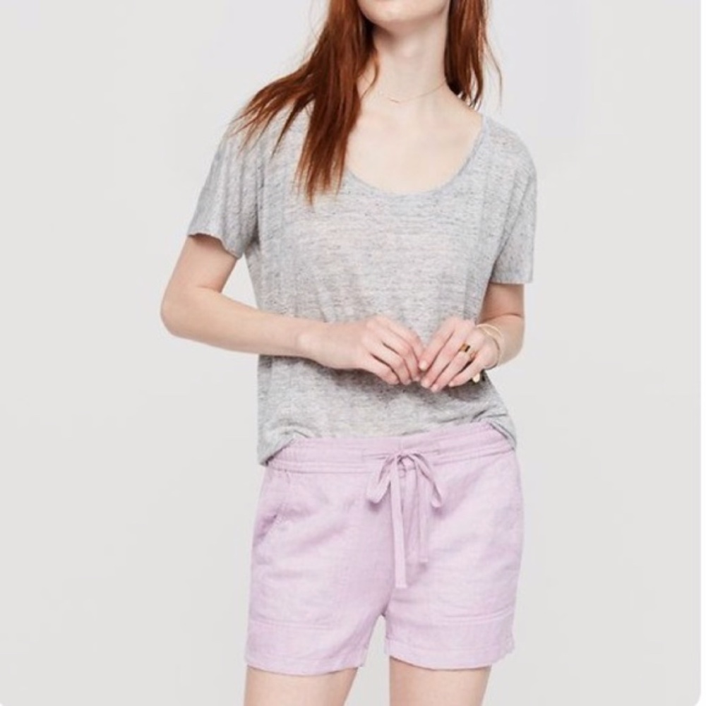 LOFT Brushed Linen Drawstring Lavender Shorts NWOT